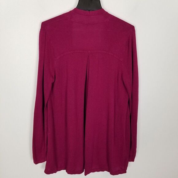 J Jill Cardigan Womens Size S  Purple Red Linen Blend Long Sleeve Open Sweater - Picture 4 of 8